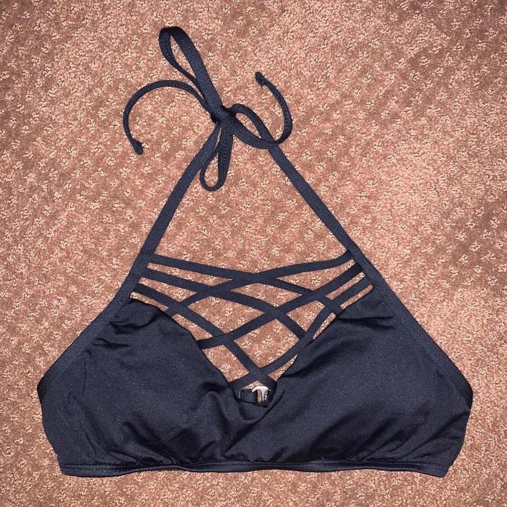 black criss cross bikini top